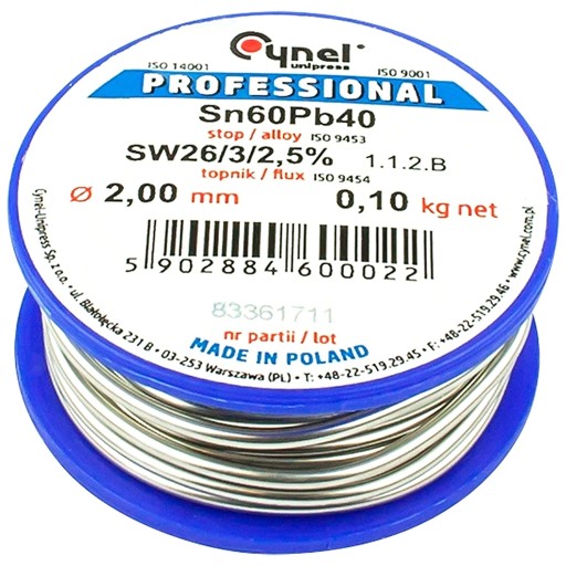 Cyna CYNEL 100g 2mm Sn60Pb40 SW26 Professional