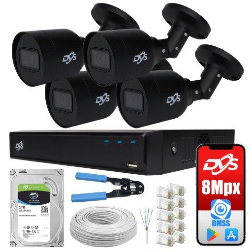 ZESTAW DO MONITORINGU IP 4 KAMERY 8MPX 4K UHD POE