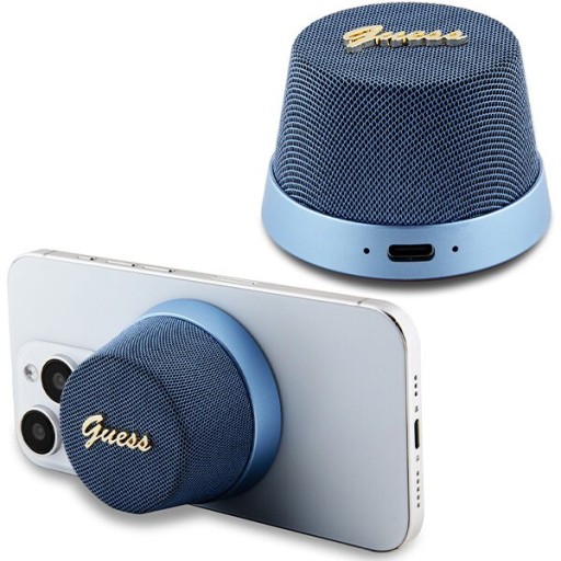 GUESS GŁOŚNIK BLUETOOTH GUWSC3ALSMB STAND MAGNETIC SCRIPT METAL NIEBIESKI