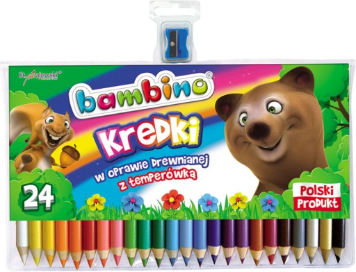 Kredki ołówkowe grube Bambino zestaw 24 kolory