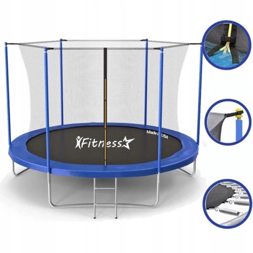 MAŁA TRAMPOLINA OGRODOWA DLA DZIECI F-STAR 183CM 6FT BLUE SIATKA WEWNĘTRZNA