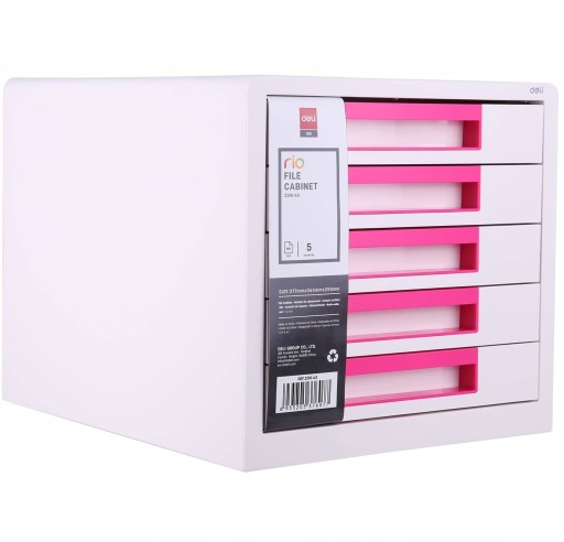 Organizer pojemnik 5 szuflad DELI Z01043 BIAŁO / RÓŻOWY