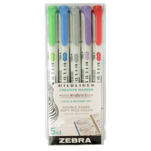 Zakreślacze Zestaw Cool Zebra Mildliner 5 kol.