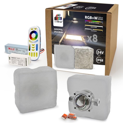 8x Kostka Brukowa LED 24V Akropol 14x14cm RGBW BC