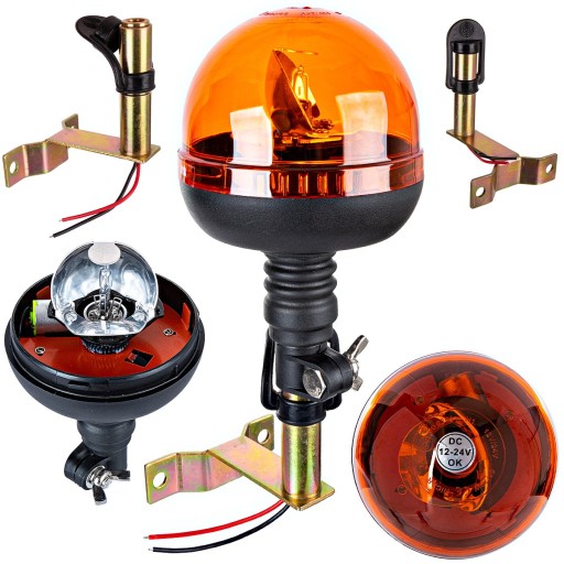 Lampa ostrzegawcza kogut z uchwytem L przewód