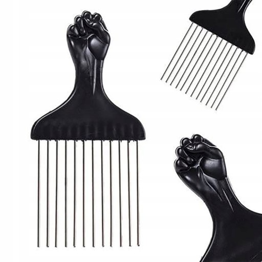 'AFRO PICK COMB FOR CURLY HAIR METAL WIDE TOOTH