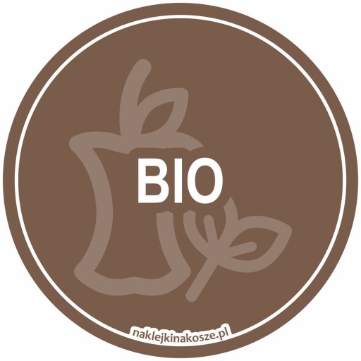 NAKLEJKA NA KOSZ bio BRĄZOWA okrągła ODPADY BIO