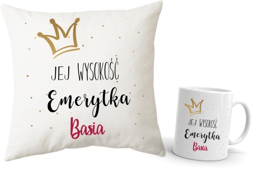 Zestaw poduszka + kubek dla EMERYTKI EMERYTA