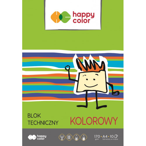 Blok techniczny A4 kolorowy 10 kartek HAPPY COLOR