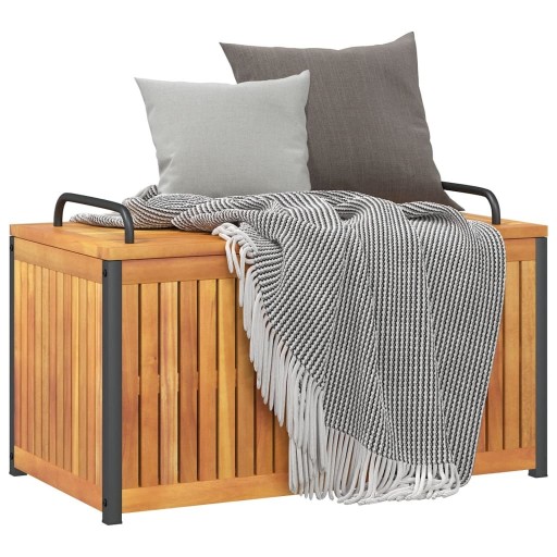SKRZYNIA OGRODOWA 85X45X45/53CM DREWNO AKACJOWE I STAL