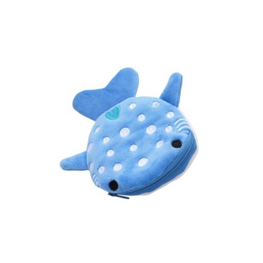 Torba na monety Shark Pluszowa torba z brelokiem na zamek błyskawiczny Niebieska