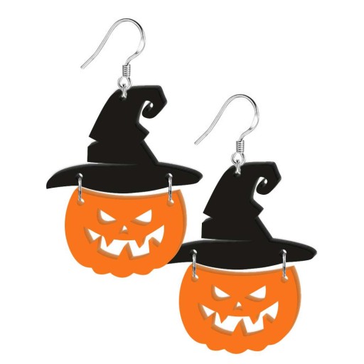 KOLCZYKI pomarańczowe DYNIE w kapeluszu HALLOWEEN