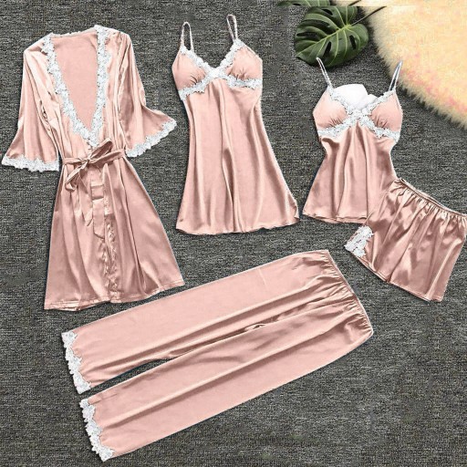 5-piece Women Sexy Garter Lingerie Set Robes Lace