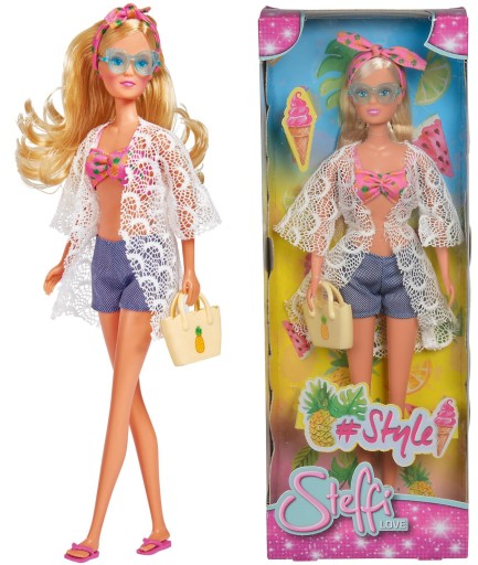 LALKA STEFFI PLAŻOWA HAWAJSKI STYL + TORBA AKCES.