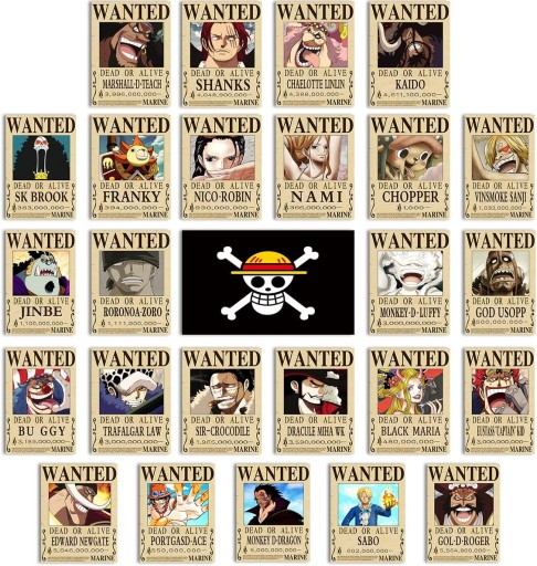 PLAKAT ONE PIECE ANIME ZESTAW FLAGA 26EL 28×20CM