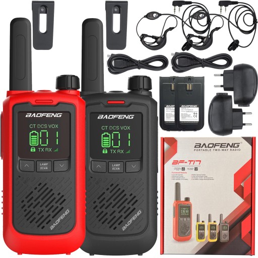 WALKIE TALKIE BF-T17 1800 mah KRÓTKOFALÓWKA ŁOKI TOKI BAOFENG kpl słuchawki