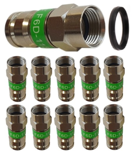 10 sztuk Wtyk Kompresyjny 10x Złącze F na Kabel Przewód Trishield RG-6 113