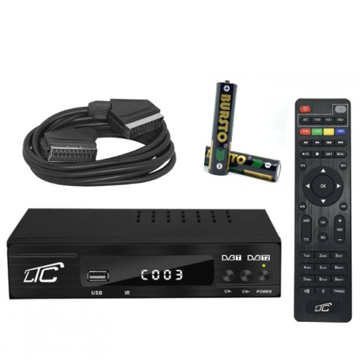 Tuner dekoder DVB-T2 H.265 HEVC LTC LXDVB506 + Kabel SCART (Euro) 1,5 m
