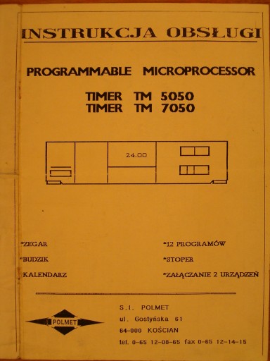 Instrukcja obsługi timer T5050 i T7050 Polmet