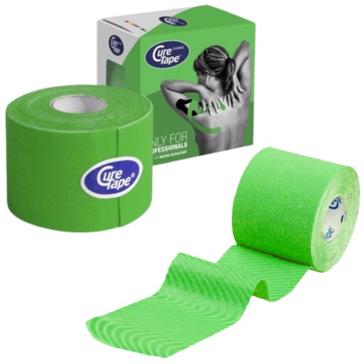 Taśma do kinesiotapingu tejpy CURETAPE CLASSIC do CIAŁA i TWARZY ZIELONA