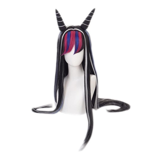PERUKA CZARNA Z PASEMKAMI COSPLAY DŁUGA