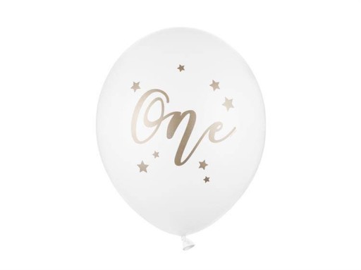 BALONY na ROCZEK białe ze złotym nadrukiem ONE 50x