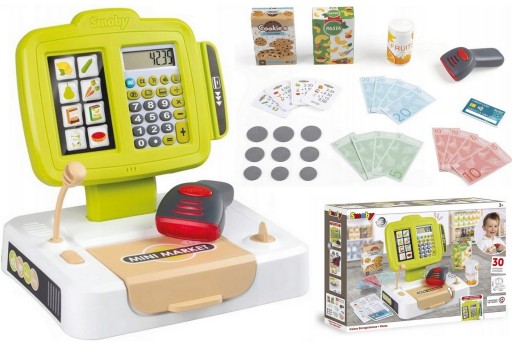 Smoby Zestaw Kasa sklepowa elektroniczna ze skanerem kalkulator+ akcesoria