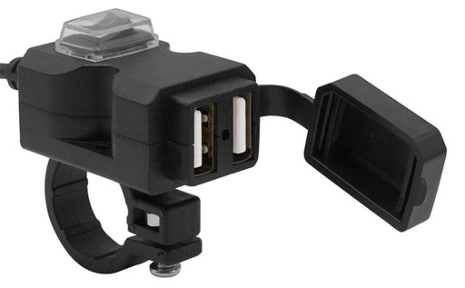 ŁADOWARKA USB NA KIEROWNICĘ ZASILACZ 3.1A MOTOCYKL