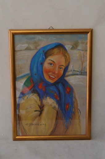 P. STACHIEWICZ - PORTRET GÓRALKI - STARA PASTEL