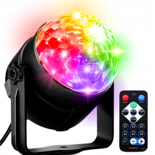 KULA DYSKOTEKOWA LED PROJEKTOR RGB DISCO + PILOT