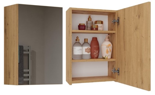 SZAFKA ŁAZIENKOWA POLA 1 DRZWI LUSTRO DĄB ARTISAN