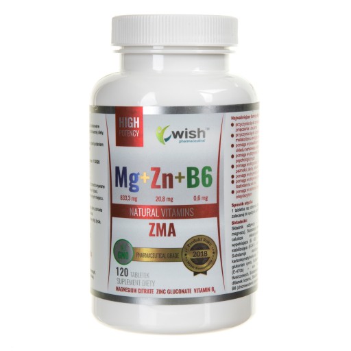 ZMA MAGNEZ+CYNK+B6 MEGA DAWKA LIBIDO 120 tabletek