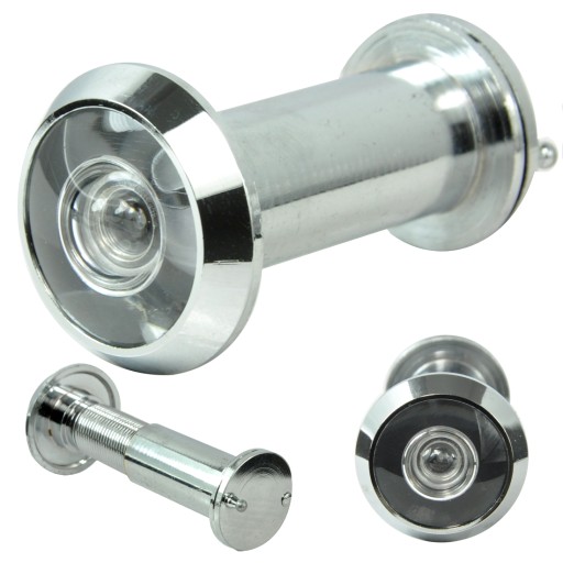 WIZJER DRZWIOWY DO DRZWI JUDASZ fi 16 mm 40-70 MOSIĘŻNY CHROM CHROMOWANY