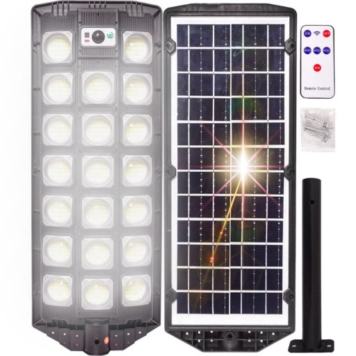 LAMPA SOLARNA 2000W 30000 IM ULICZNA CZUJNIK RUCHU ZMIERZCHU + PILOT
