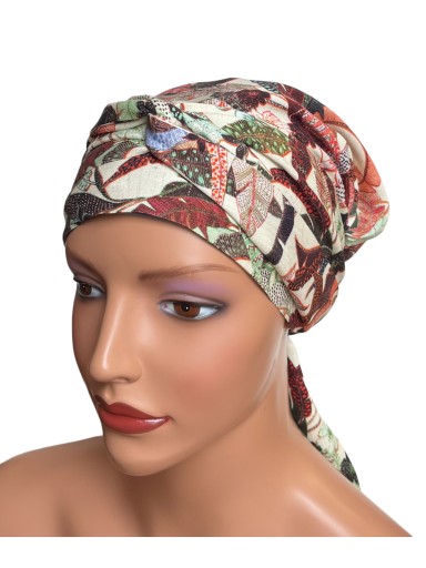 Wiązana chusta marszczona turban Lara w-403 także po chemioterapii wiskoza