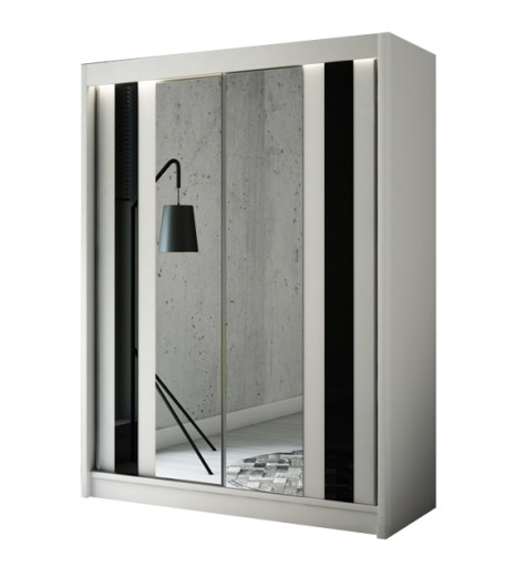 Szafa przesuwna 120cm Biała+Czarny Lacobel+ Lustro