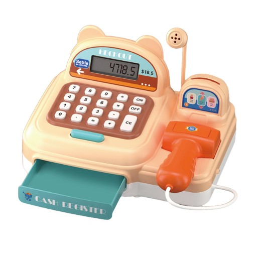 Kasa fiskalna w supermarkecie Play House Toys Szuflada na gotówkę i kalkulator Brązowy