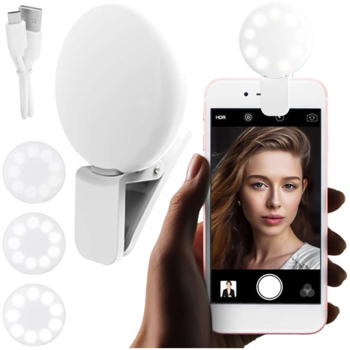 PIERŚCIENIOWA LAMPA LED DO ZDJĘĆ KLIPS DO TELEFONU