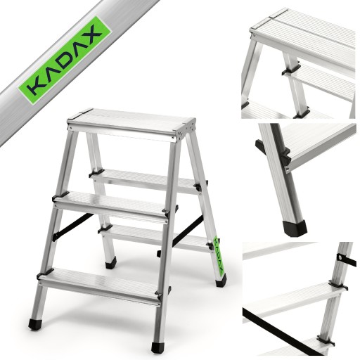 DRABINA ALUMINIOWA DOMOWA 3 STOPNIOWA PODEST 125kg