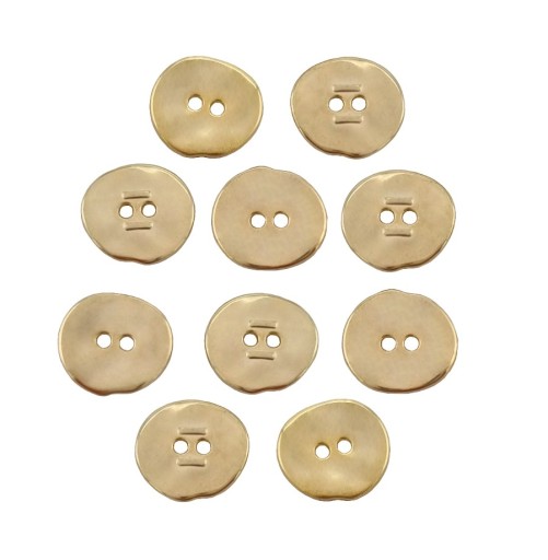 10 x GUZIK ZŁOTY METALOWY GUZIKI OZDOBNE OWAL 15mm