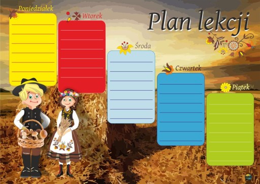Plan lekcji dla dzieci - wzór borowiacki