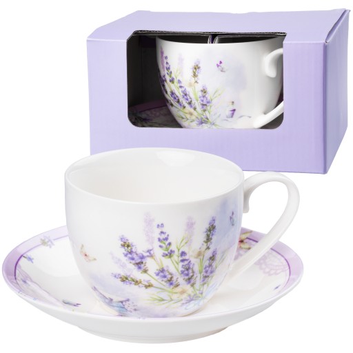 FILIŻANKA ZE SPODKIEM BIAŁA PORCELANOWA KOMPLET