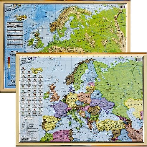 PODKŁADKA NA BIURKO - MAPA POL-FIZYCZNA EUROPY