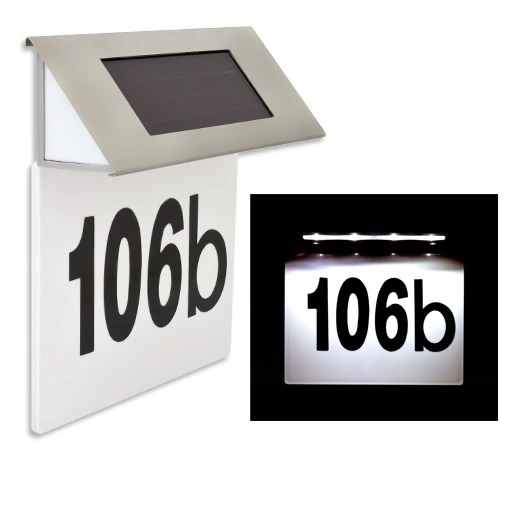 SOLARNA LAMPA LED PODŚWIETLANY NUMER DOMU METALOWA