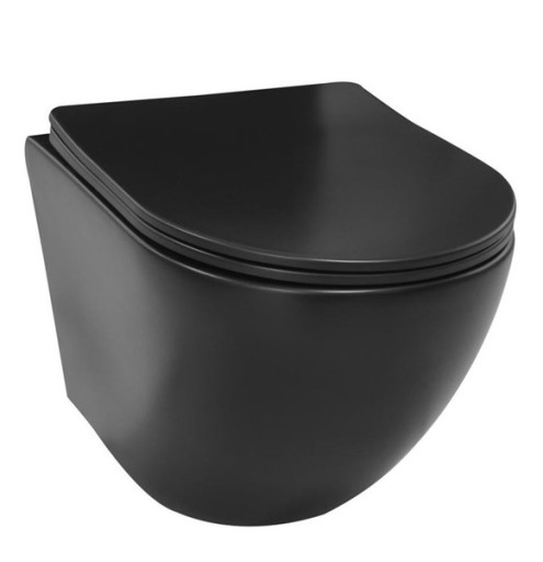MUSZLA/MISA WC CZARNA MAT RIMLESS DESKA SLIM