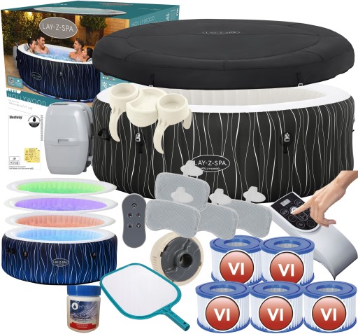 Nadmuchiwane Ogrodowe Domowe SPA Hydromasaż 6 os LED Bestway 60059