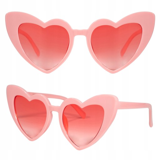 Okulary Serca Duże Różowe Serduszka HEART OVERSIZE