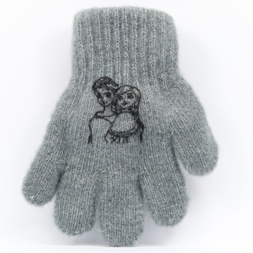 2-3 lata Rękawiczki FROZEN KRAINA LODU Akryl Pięciopalcowe 13 cm SZARE S b
