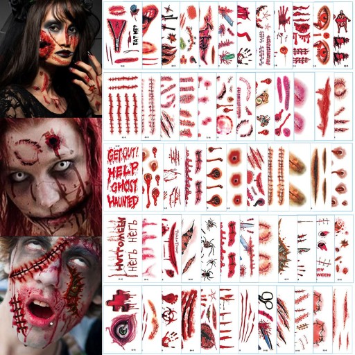 TATUAŻE RANY BLIZNY HALLOWEEN CHARAKTERYZACJA 280 naklejek