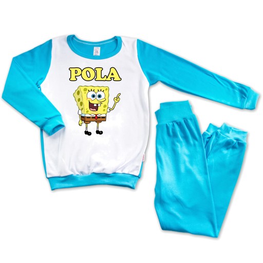 PIŻAMA DŁUGI RĘKAW BLUE 128cm SPONGEBOB 05 IMIĘ